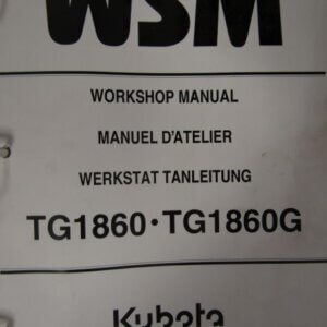 Kubota TG1860 TG1860G Mower Workshop Service Repair Manual