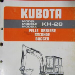 Kubota KH28 Backhoe Parts List