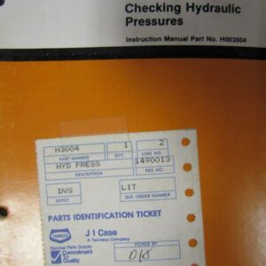Davis Checking Hydraulic Pressures Instruction Manual H003004