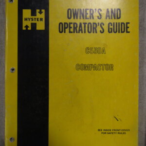 Hyster C530A Compactor Owner and Operators Manual