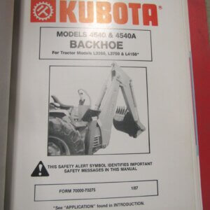 Kubota Backhoe 4540 4540A Parts and Service Manual