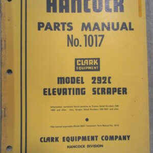 Hancock 292C Elevating Scraper Parts 1017