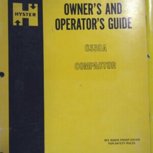 Hyster C330A Compactor Owner and Operator Manual